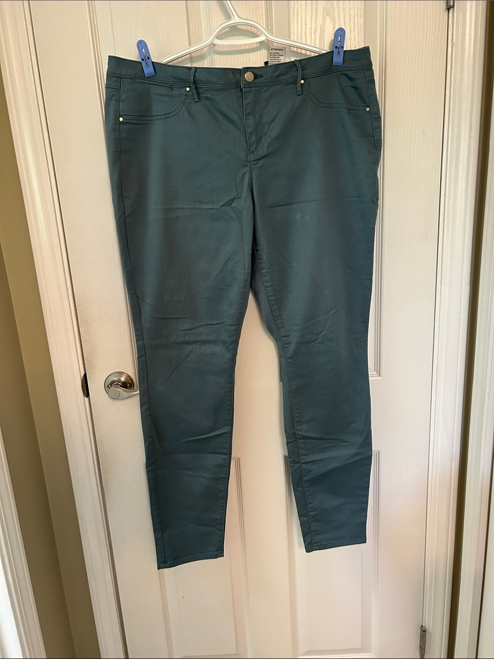 RW&CO. Slim Ankle Pants in Teal Green